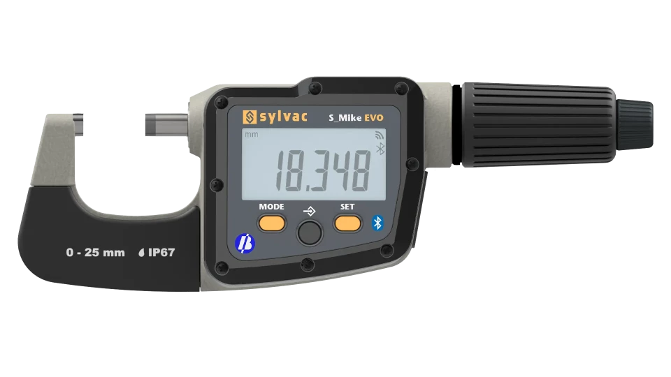 Mikrometr cyfrowy S_Mike EVO 0-25/0.001 mm z końcówkami Ø 6.5mm